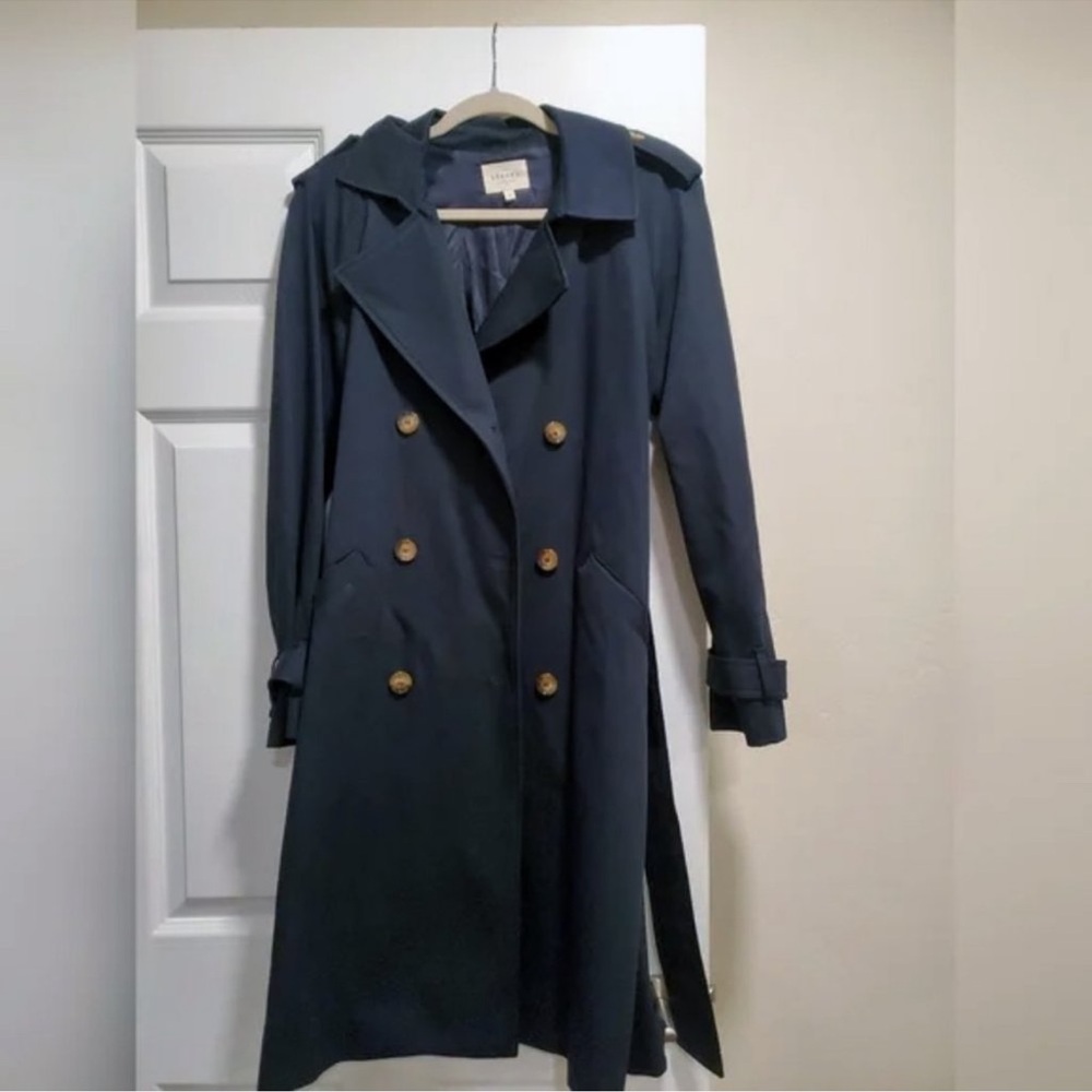 Sezane Scott Trench Coat Navy Blue - Picture 4 of 6